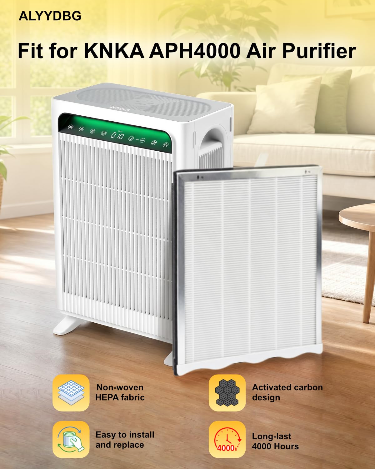 2 Pack APH4000 Replacement Filters for Knka APH4000 Air Filter by ALYYDBG