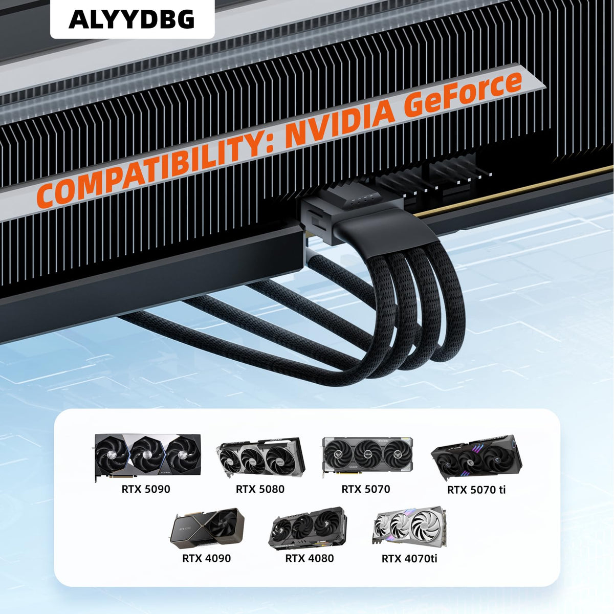 12vhpwr Cable, 600W 16 Pin Male to 4x8 Pin Female GPU Cable by ALYYDBG