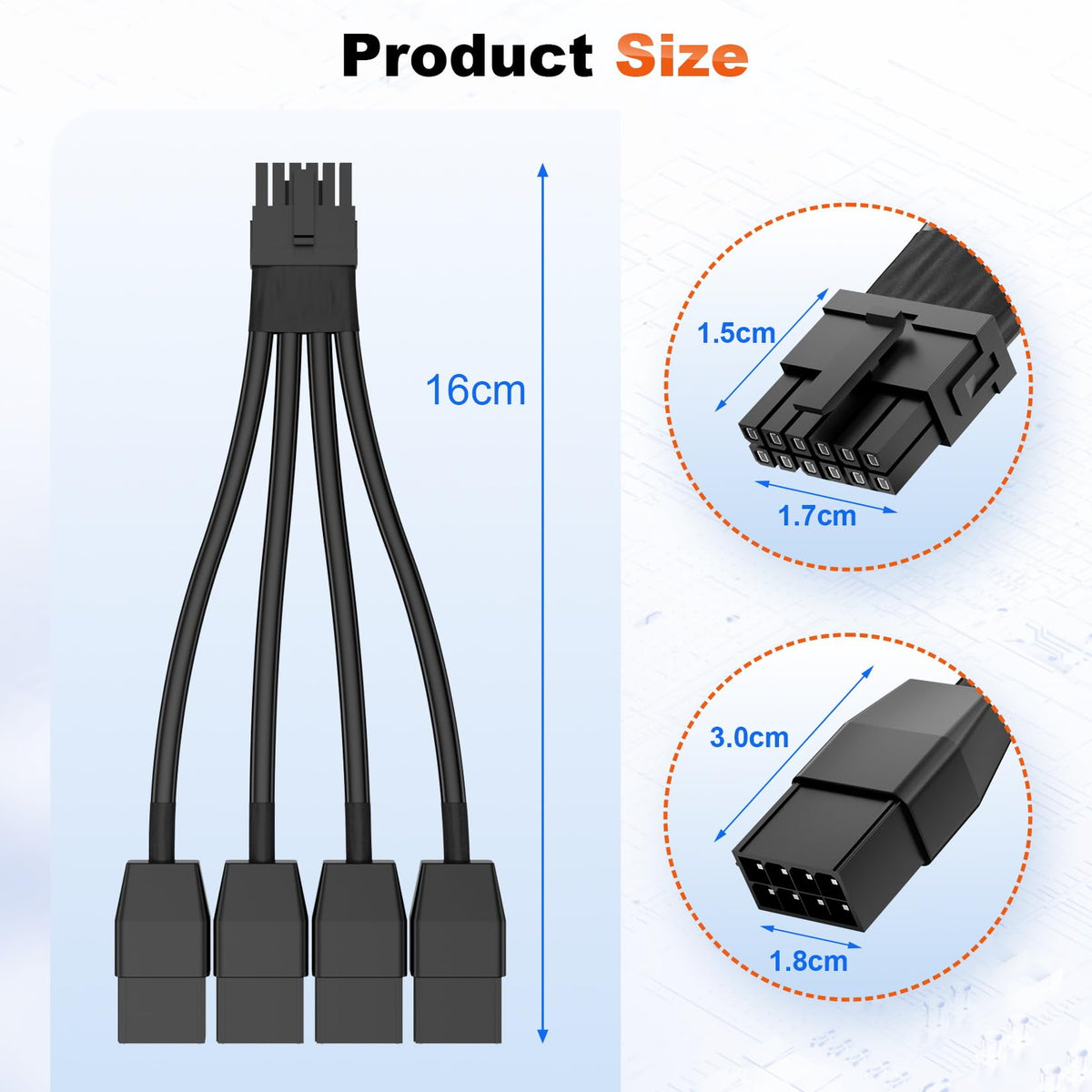 12vhpwr Cable, 600W 16 Pin Male to 4x8 Pin Female GPU Cable by ALYYDBG