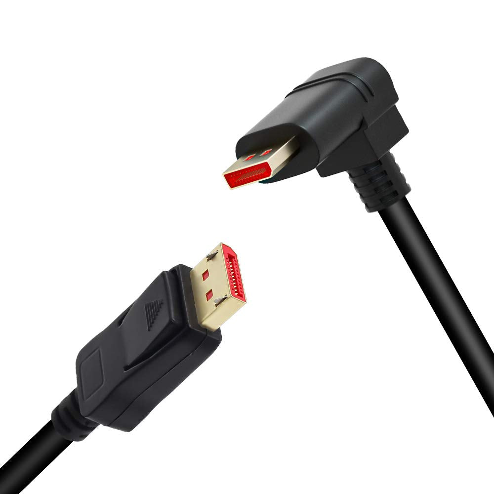ALYYDBG Right Angle Displayport 1.4 Cable, Male to Male Corner DP 1.4 Cable Support 8K/60Hz, 4K@144Hz for DP Interface. 6FT/1.8M