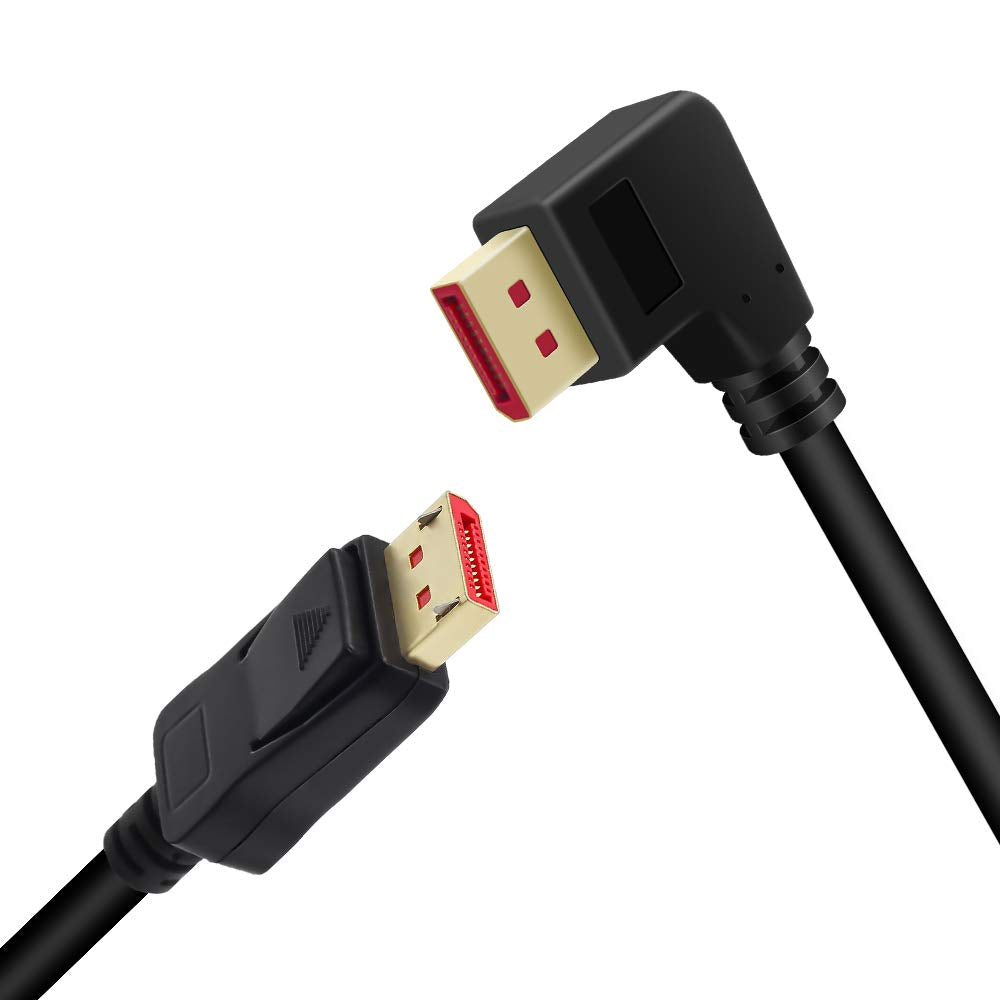 ALYYDBG Right Angle Displayport 1.4 Cable, Male to Male Corner DP 1.4 Cable Support 8K/60Hz, 4K@144Hz for DP Interface. 6FT/1.8M