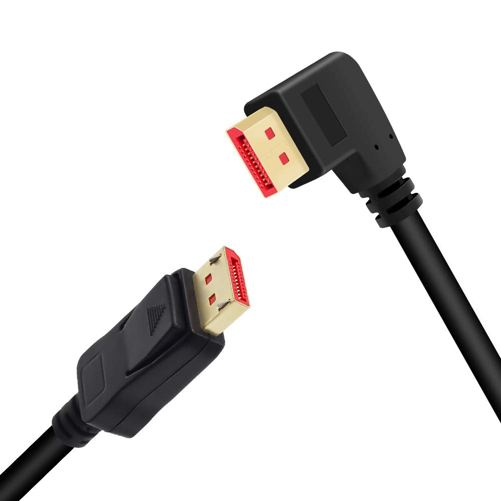ALYYDBG Right Angle Displayport 1.4 Cable, Male to Male Corner DP 1.4 Cable Support 8K/60Hz, 4K@144Hz for DP Interface. 6FT/1.8M
