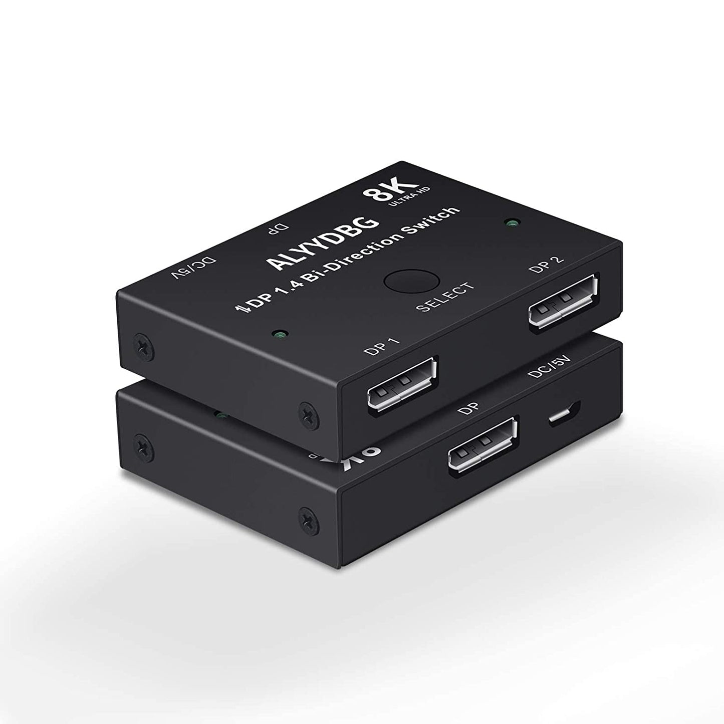Displayport 1.4 Switch Plus 2 pcs 8K DP 1.4 Cables, ALYYDBG Bi-Directional DP 1.4 Switcher Supports 8K@60hz 4K@120hz 2K@144hz for Dual DP Sources or Displays