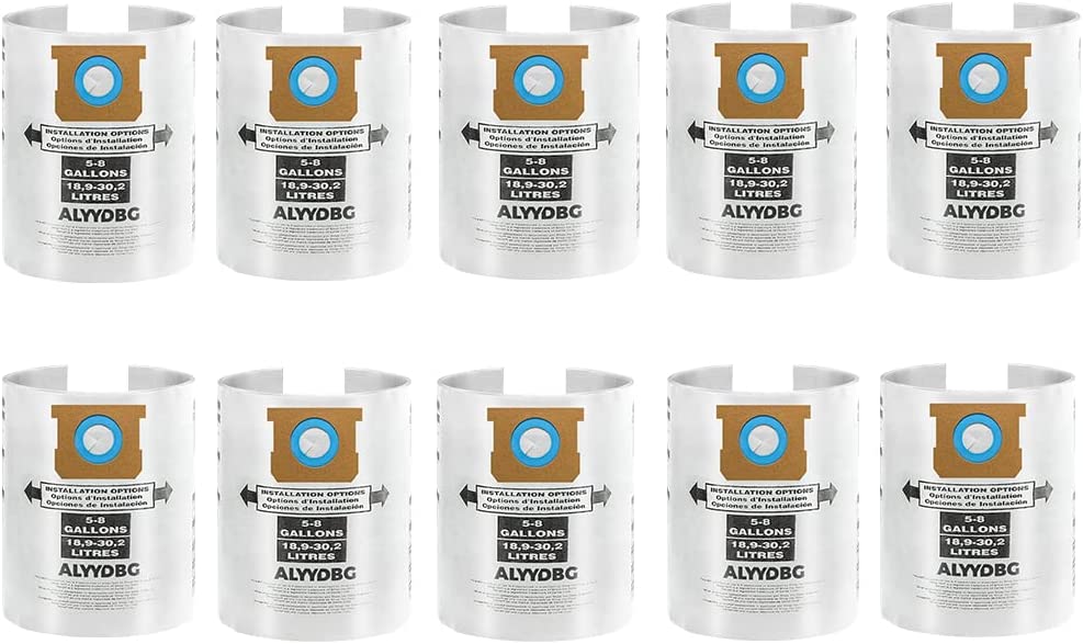 ALYYDBG for Shop Vac Bags 5-8 Gallon, Type E 90661 9066133, Type H 90671 9067133; VF2004, VHBS VDBS, High- Efficiency Disposable Vaccum Collection Filter Bags