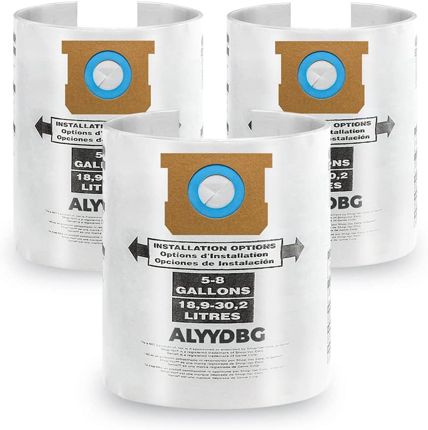 ALYYDBG for Shop Vac Bags 5-8 Gallon, Type E 90661 9066133, Type H 90671 9067133; VF2004, VHBS VDBS, High- Efficiency Disposable Vaccum Collection Filter Bags