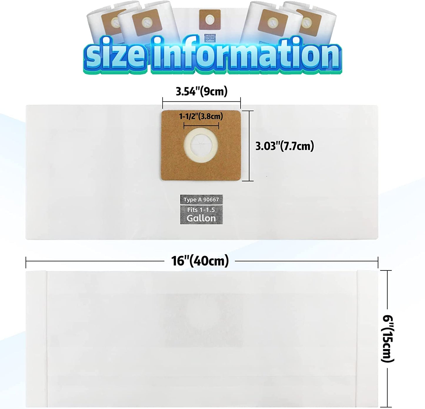 ALYYDBG For Micro Shop Vac Bags 1-1.5 Gallon, Type A - 90667 9066700 9066733 Vacuum Cleaner Disposable Collection Filter Bags