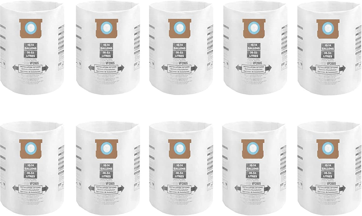 ALYYDBG for Shop Vac Bags 10-14 Gallon, Type F 90662 9066200 9066233; Type I 90672 9067200 9067233; VF2005, High Efficiency Disposable Fine Dust Bags