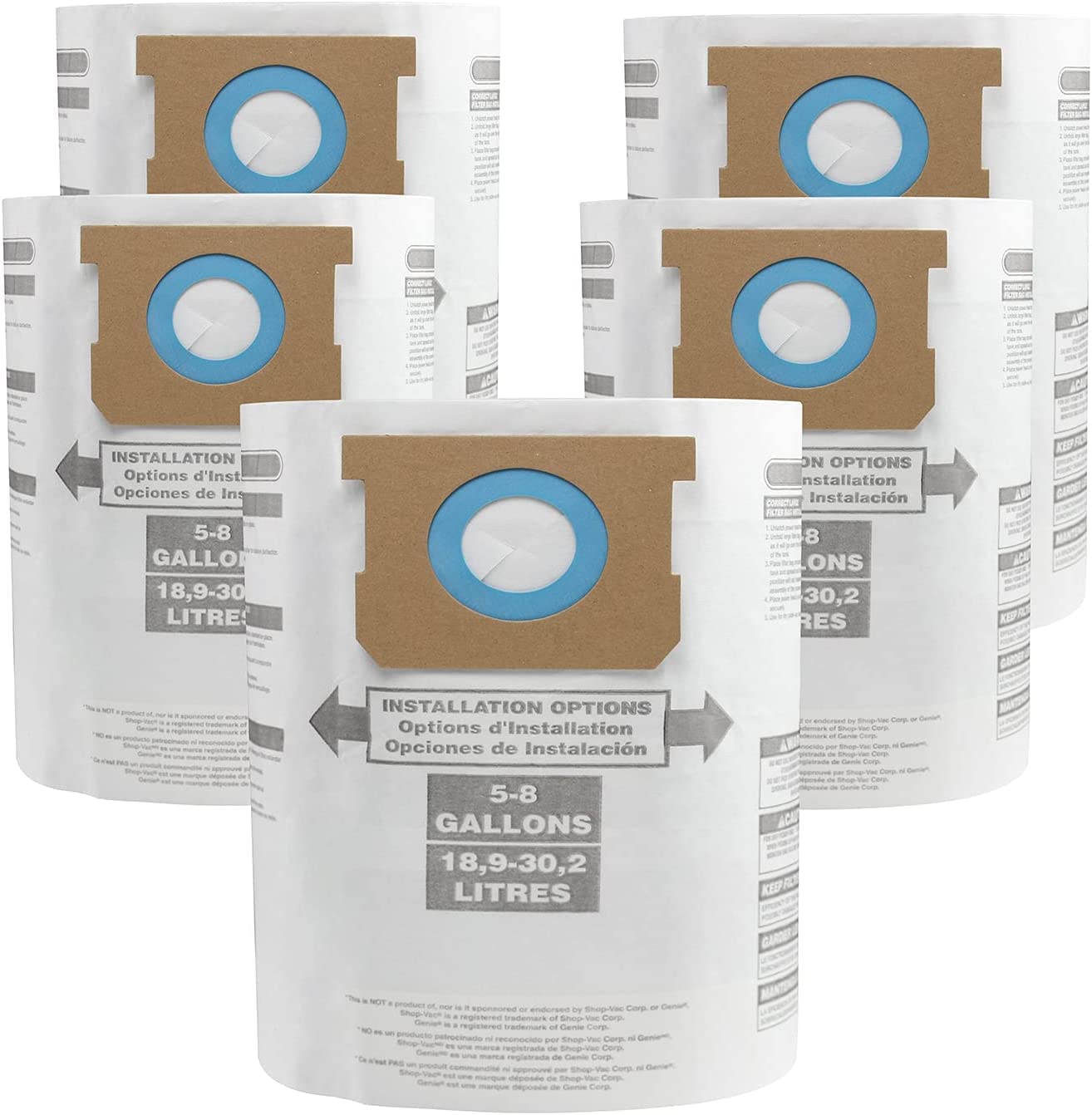 ALYYDBG for Shop Vac Bags 5-8 Gallon, Type E 90661 9066133, Type H 90671 9067133; VF2004, VHBS VDBS, High- Efficiency Disposable Vaccum Collection Filter Bags