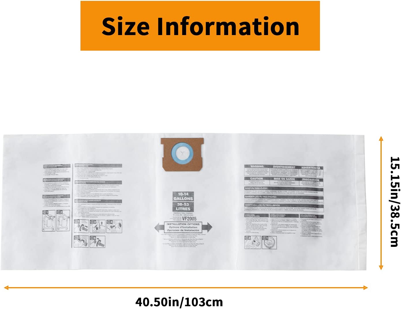 ALYYDBG for Shop Vac Bags 10-14 Gallon, Type F 90662 9066200 9066233; Type I 90672 9067200 9067233; VF2005, High Efficiency Disposable Fine Dust Bags