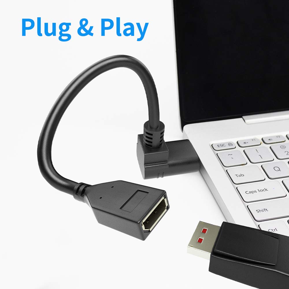 ALYYDBG Right Angle Displayport 1.4 Cable, Male to Male Corner DP 1.4 Cable Support 8K/60Hz, 4K@144Hz for DP Interface. 6FT/1.8M