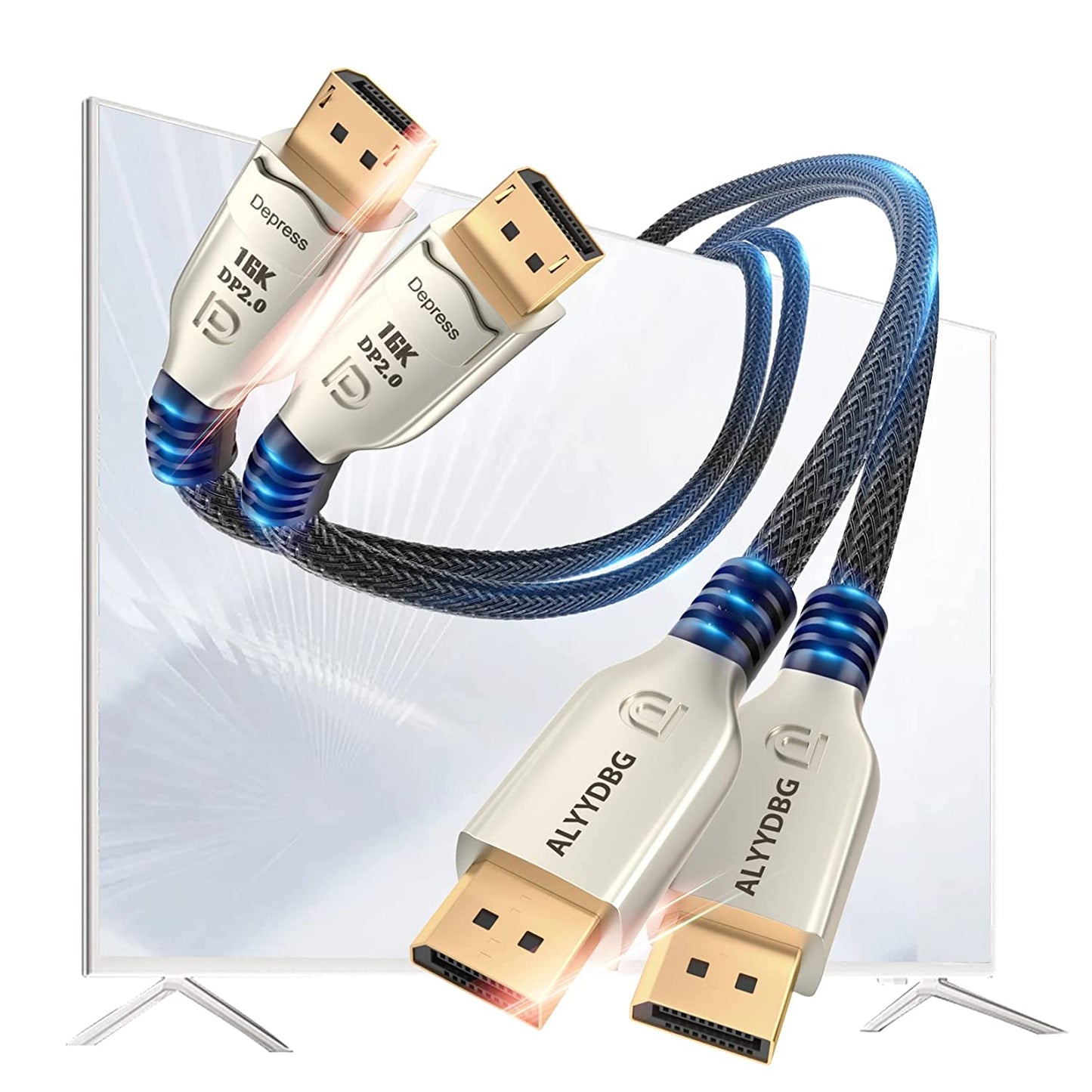 ALYYDBG DisplayPort 2.0 Cable, 80Gbps Displayport Cable 2.0 Supports [16K@60hz 8K@120hz 4K@240hz] 3D HDR HDCP 2.3 & ARC for Gaming Monitor, TV, Laptop, Graphic Card with FreeSync/G-Sync 6FT