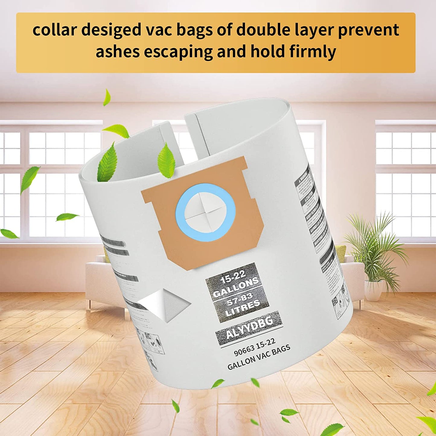ALYYDBG Replacement for Shop Vac 15-22 Gallon Vac Dust Bags TYPE G 90663 9066300; TYPE J 90673 9067300, Part VF2008