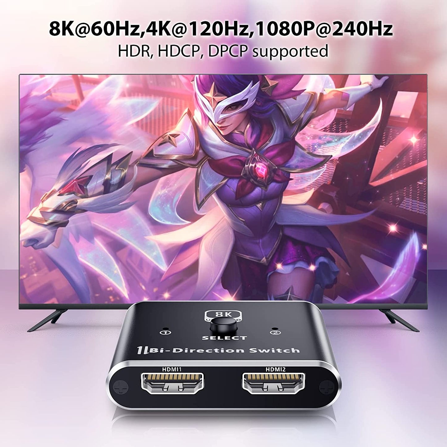 DP Plus HDMI KVM Switch for 2 Computers in 2 Monitors Out, ALYYDBG 4k@60hz Dual Monitor KVM Switch Support HDMI + DP in to HDMI + DP Out